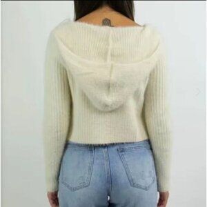 Fornia los angeles crop ivory hoodie sweatshirt size small